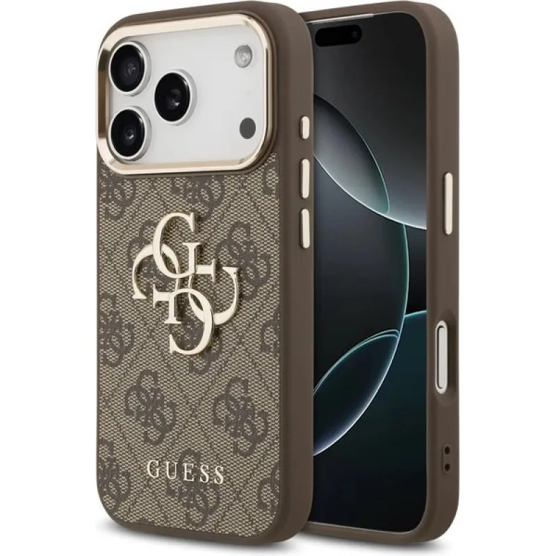 Guess PU Leather 4G Metal Logo Gold Frame kryt iPhone 17 Pro hnedý…