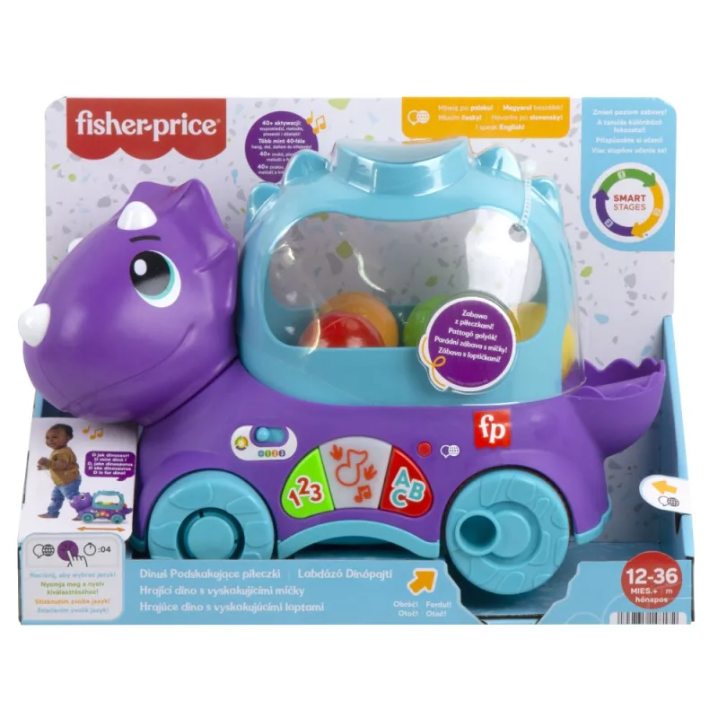 Fisher Price hrajúce Dino s vyskakujúcimi loptami CZ/SK/ENG/HU/PL