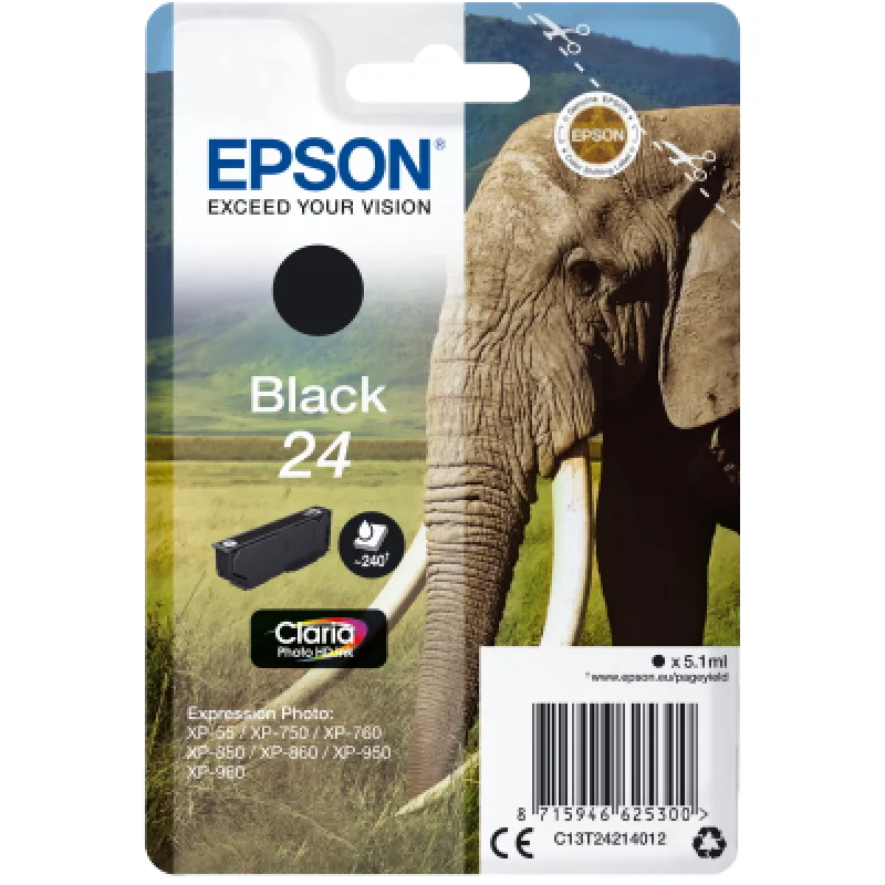 Epson Singlepack Black 24 Claria Photo HD Ink C13T24214012
