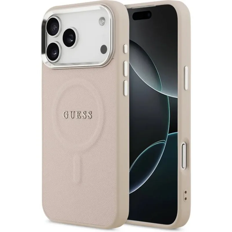 Guess PU Saffiano MagSafe kryt iPhone 17 Pro ružový 57983127071