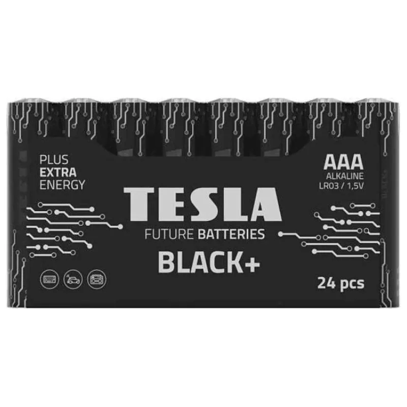 TESLA BLACK+ alkalická baterie AAA (LR03, mikrotužková, fólie) 24 ks (14032410)