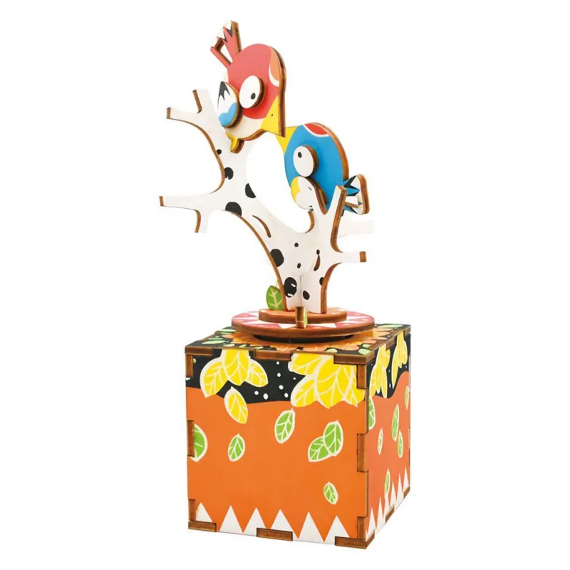 RoboTime RoboTime 3D drevená skladačka hracej skrinky Spievajúce vtáčiky
