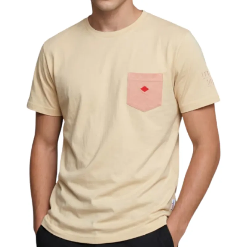 Prémiové Pánske Bavlnené Tričko LEE COOPER Originals Classic, vrecko, béžové Farba: béžová, Veľkosť: XL