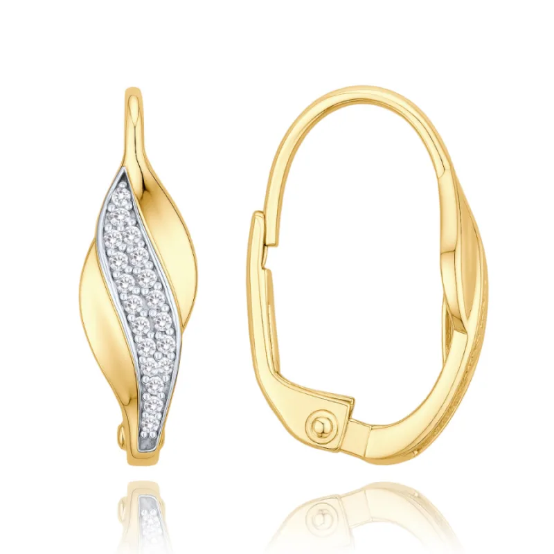 Elegantné zlaté náušnice s bielymi zirkónmi Au 585/1000 MINET JMG0296WGE, 2.15 g
