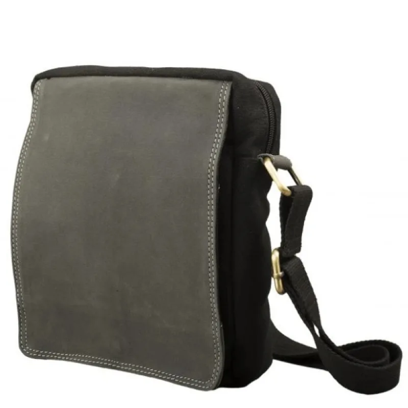 Kožená Crossbody taška s chlopňou IMPEX - čierna/antracitová 19x23x5cm Veľkosť: UNI