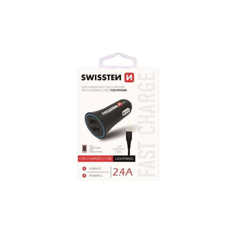 Swissten cl adaptér 2,4a power 2x usb + kabel lightning (20110910)