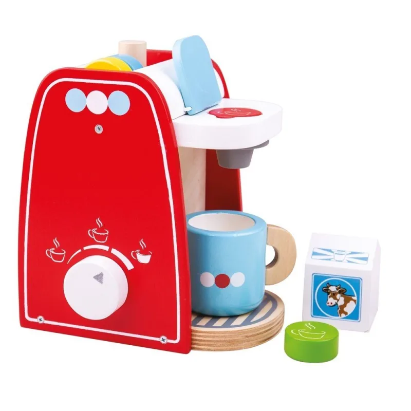 Bigjigs Toys Bigjigs Toys Drevený kávovar červený - poškodený obal