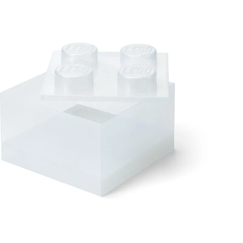 LEGO úložný box 4 s vekom - trblietavá priehľadná