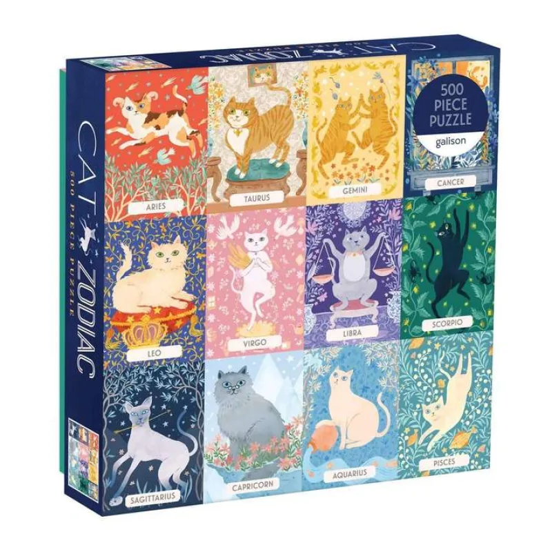 Galison Galison Puzzle Mačacie zverokruh 500 dielikov