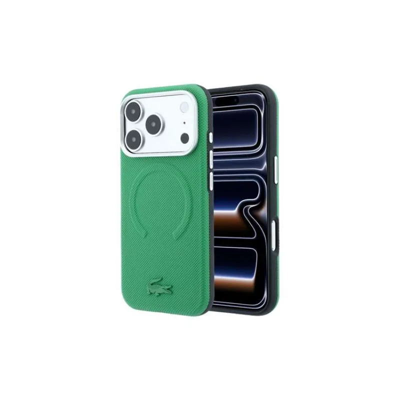 Lacoste PVC Petit Pique Semi Wrap Embossed MagSafe kryt iPhone 18 Pro Max zelený (57983131844)