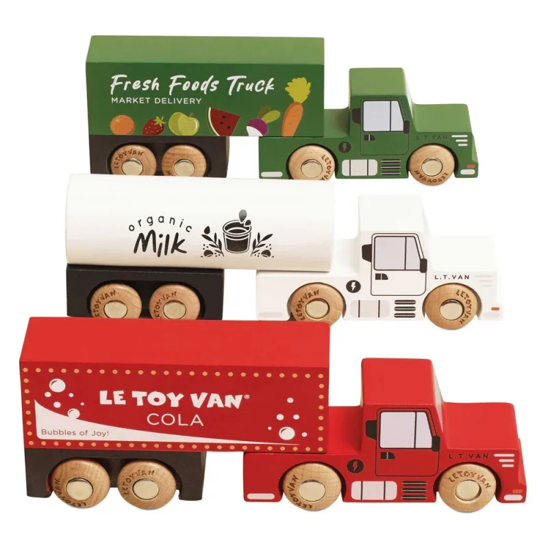 Le Toy Van Le Toy Van Set drevených nákladných áut s prívesmi