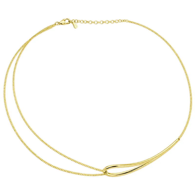 Elegantný náhrdelník zo striebra pokrytého zlatom s vlnitým vzorom MINET JMAS0359GN45