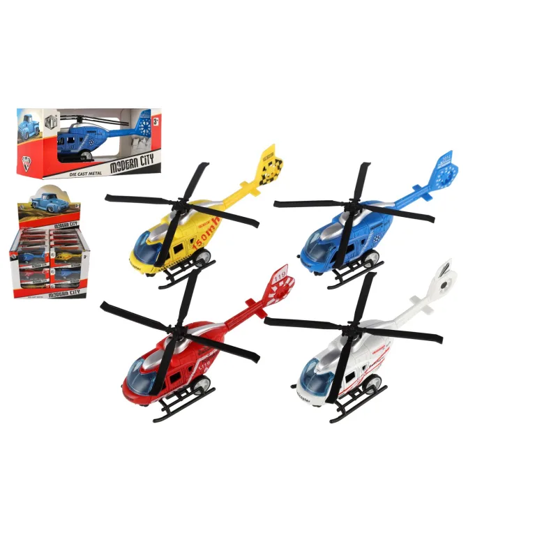Teddies Vrtuľník/Helikoptéra záchranných zložiek kov/plast 13cm na spätné nat. 3 druhy