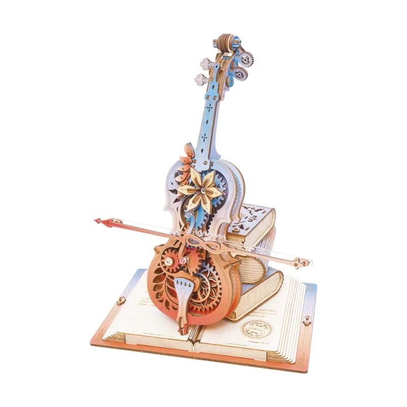 RoboTime RoboTime 3D drevená skladačka hracej skrinky Kúzelné violončelo farebné (mechanický pohon)