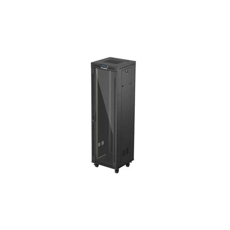 19" VOĽNE STOJÚCA RACKOVÁ SKRIŇA 42U/600X600 (FLAT PACK) S PRESKLENÝMI DVERAMI LCD ČIERNA LANBERG V2 (FF01-6642-12BL)