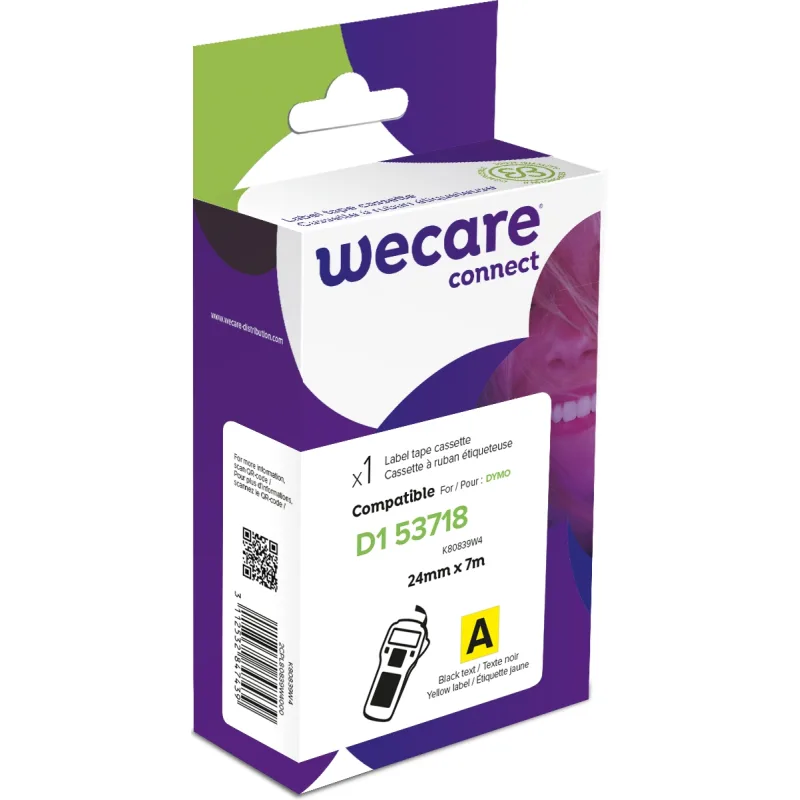 WECARE ARMOR páska kompatibilní s DYMO S0720980,Black/Yellow,24MM*7M K80839W4