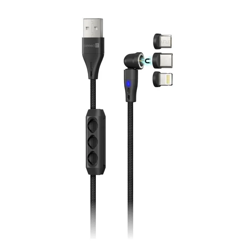 Connect IT CCA-2200-BK USB-C/Lightning/MicroUSB, 2m, černý