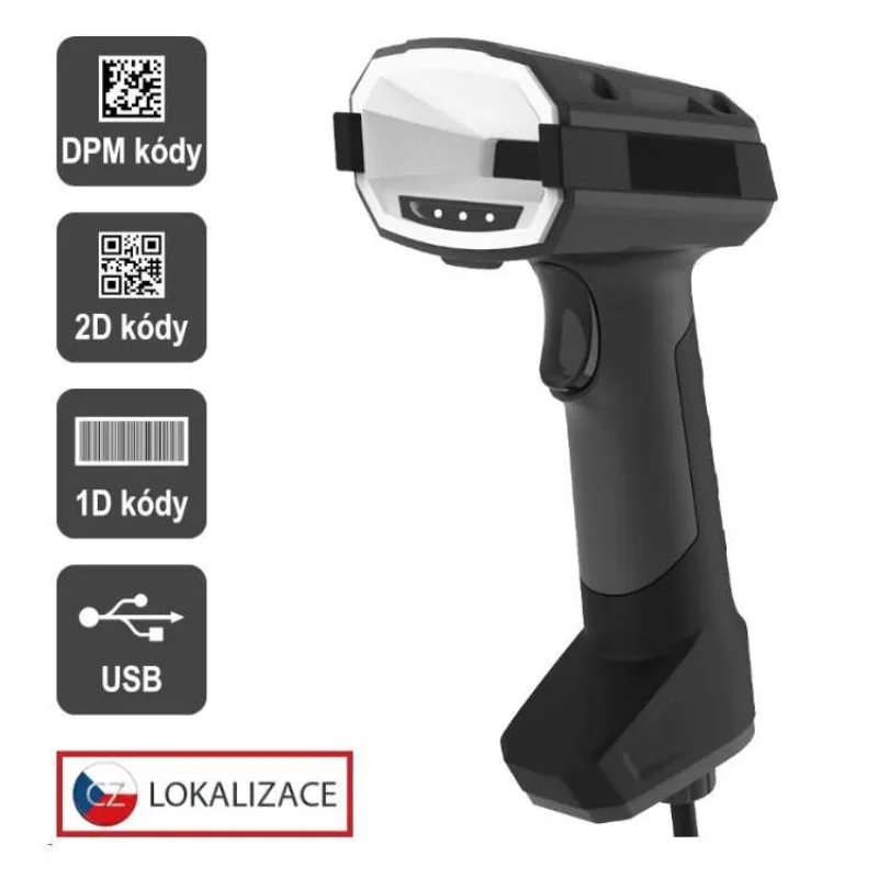Virtuos CCD 2D DPM průmyslová čtečka HT-880DPM, USB, tmavě šedá (EHE0014)