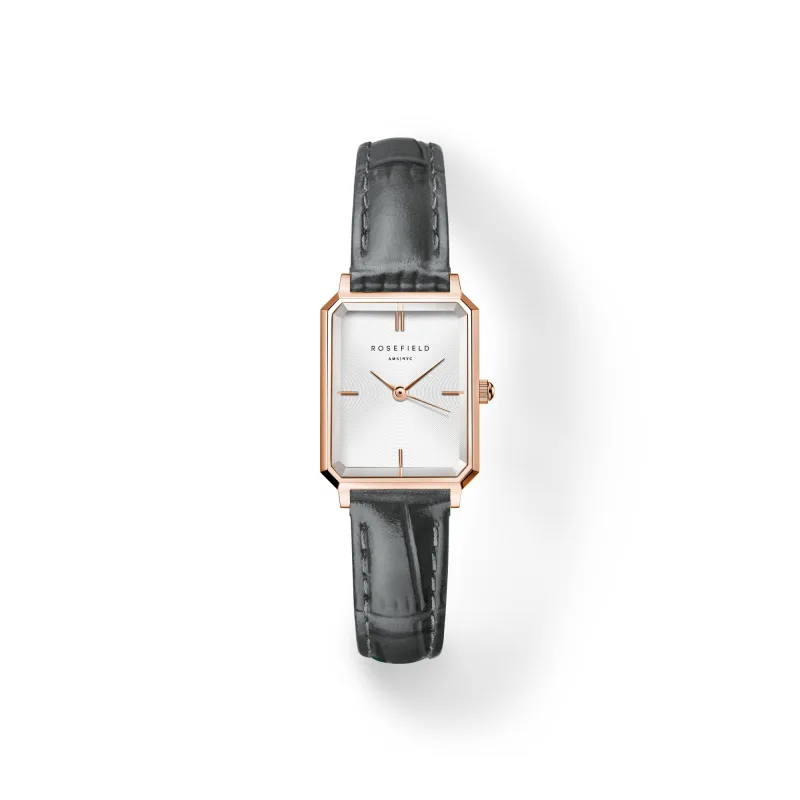 Dámske kožené hodinky Rosefield Octagon XS Grey OWGLR-O87
