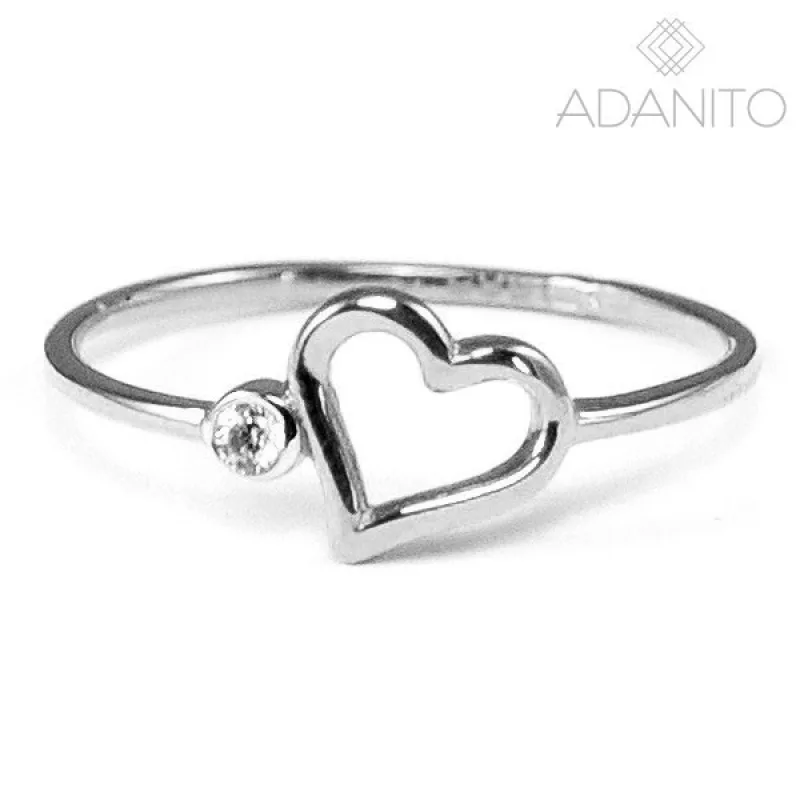 Zlatý prsteň srdiečko z bieleho zlata ADANITO BRR0753S, 47, 1.00 g
