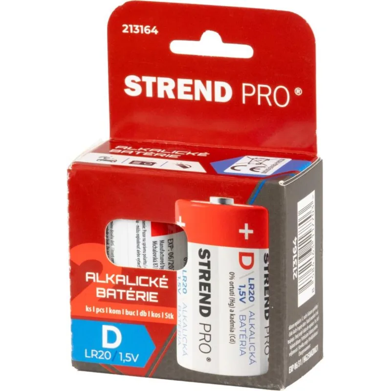Batéria Strend Pro, alkalické, D (LR20), 1,5V, bal. 2 ks