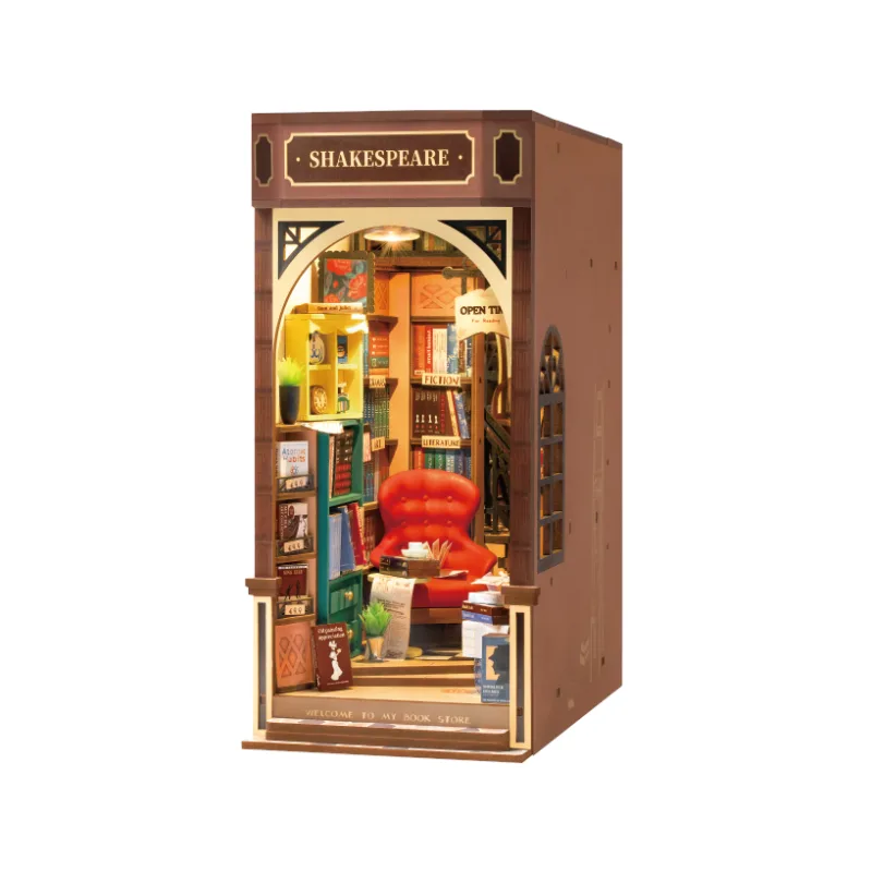 RoboTime RoboTime 3D skladačka Zarážka na knihy Miniatúra domčeka Kníhkupectvo - poškodený obal