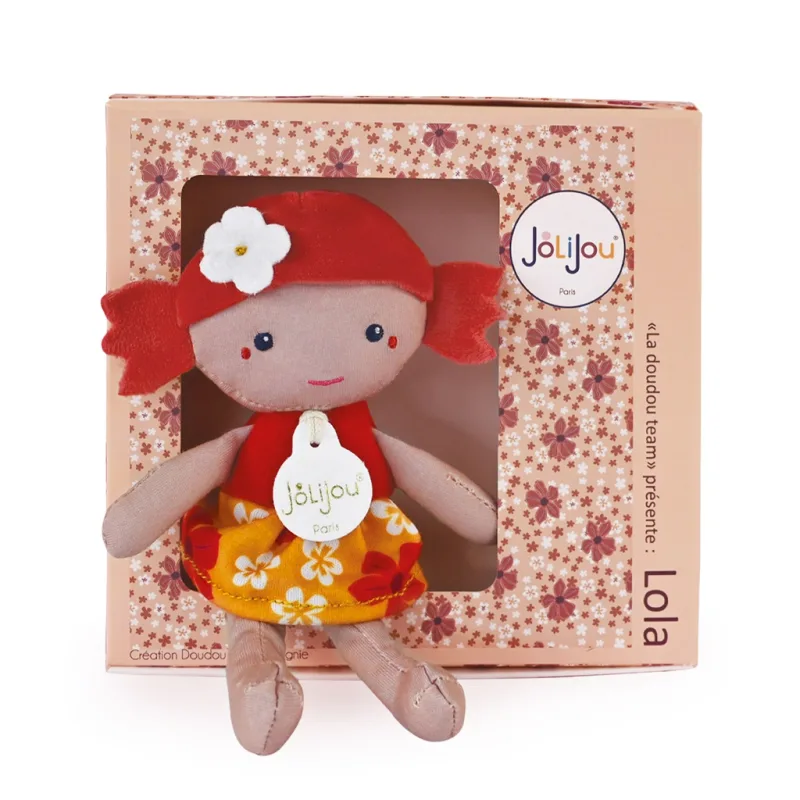 Doudou et Compagnie Paris Doudou Jolijou Bábika Lola 16 cm červená
