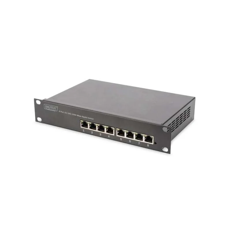DIGITUS 10" gigabitový ethernetový switch, 8 portů, nemanagovatelný (DN-80114-1)