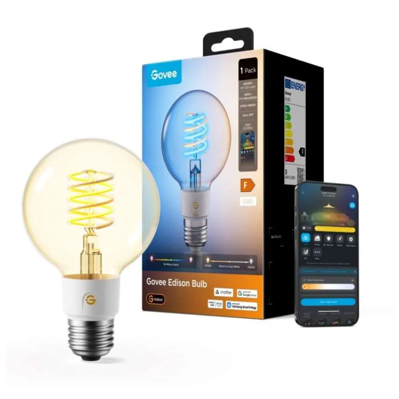 Govee Smart žárovka G80 RGBWW 5W-40W 500lm E27 Long Life, Matter (R14C1CC1)
