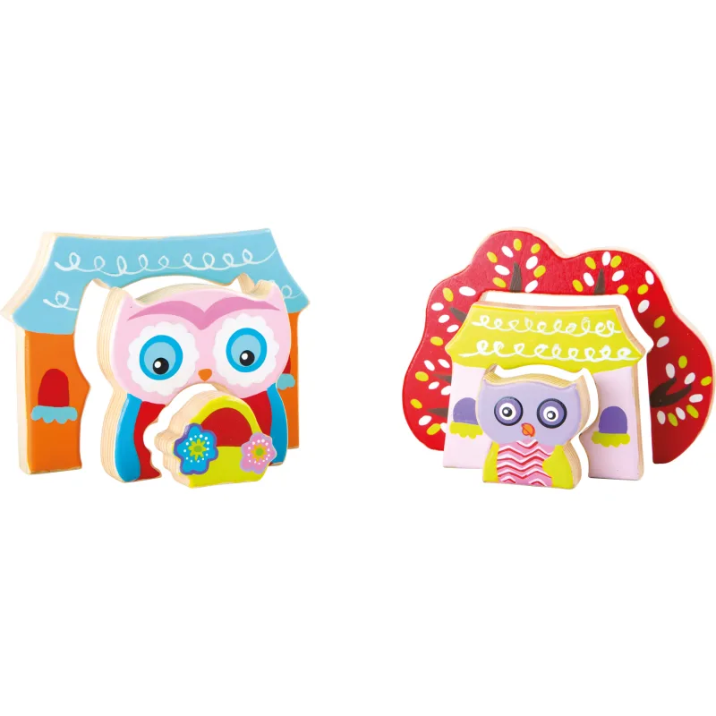 Small Foot Small Foot Dřevěné 3D puzzle sovičky v domečku