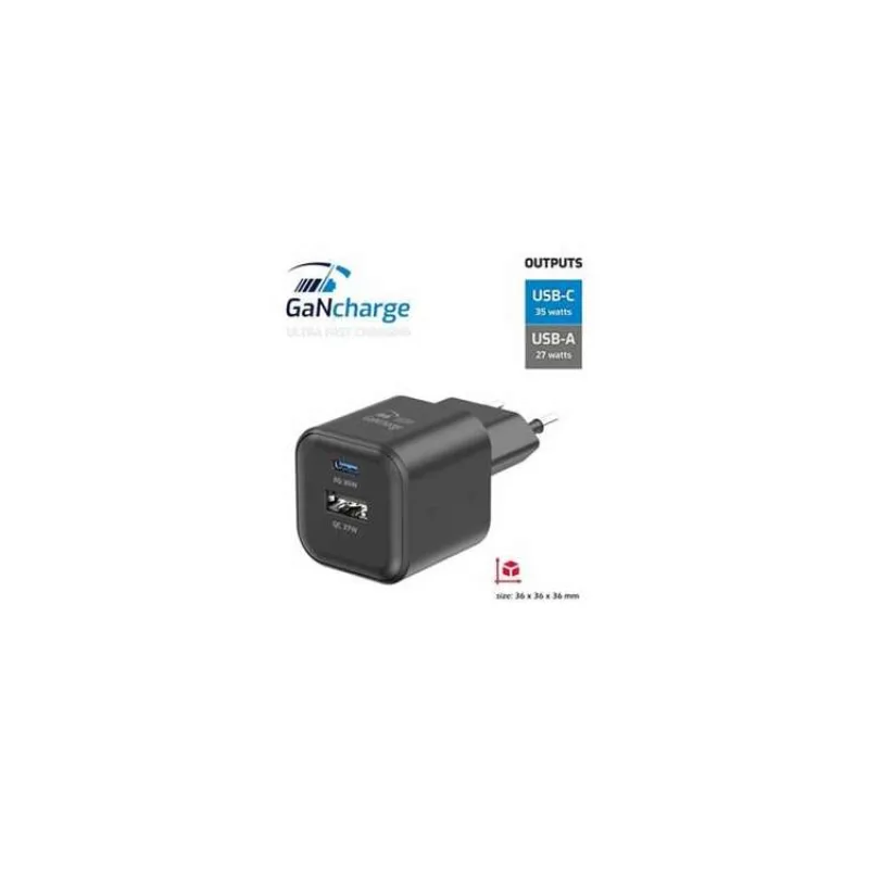 Swissten síťový adaptér gan 1x usb-c 35w pd + 1x usb-a 27w qc černý (22071210)