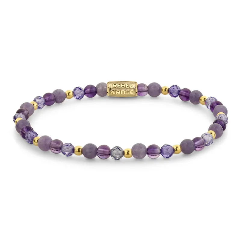 Dámsky náramok Rebel & Rose Purple Glam Rocks Party 4 mm RR-40174-G-S