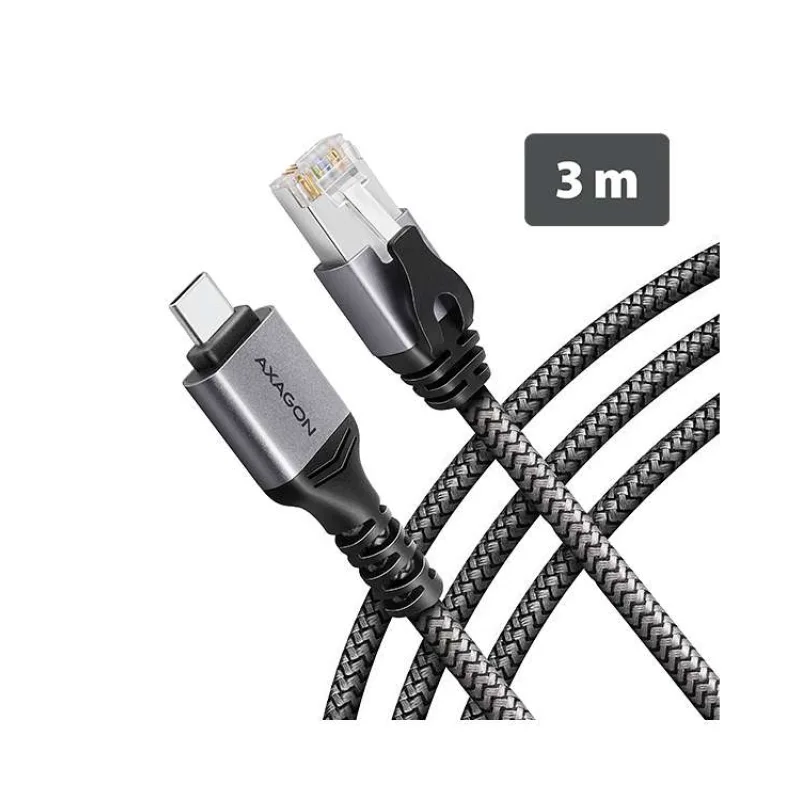AXAGON ADE-CM30, USB-C Gigabit Ethernet adaptér s integrovaným sieťovým CAT6 káblom RJ-45 (3 m) (ADE-CM30)