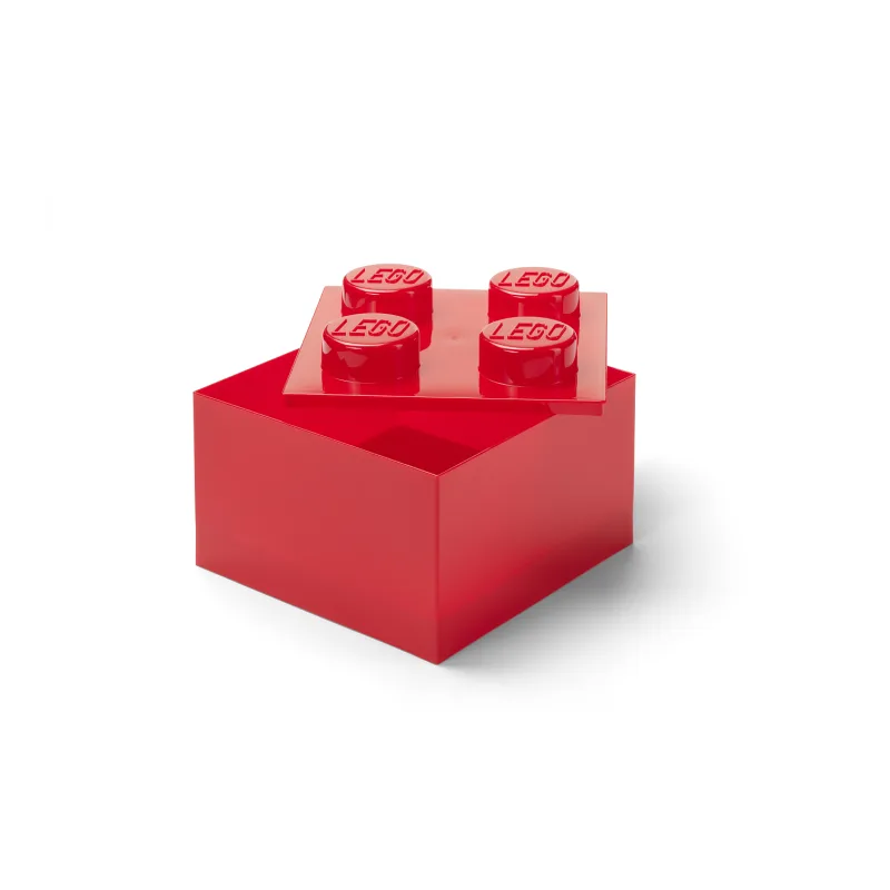 LEGO úložný box 4 s vekom - priehľadná červená