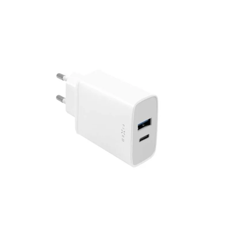 FIXED Sieťová nabíjačka s USB-C a USB výstupom a podporou PD, 30W, biela (FIXC30-CU-WH)