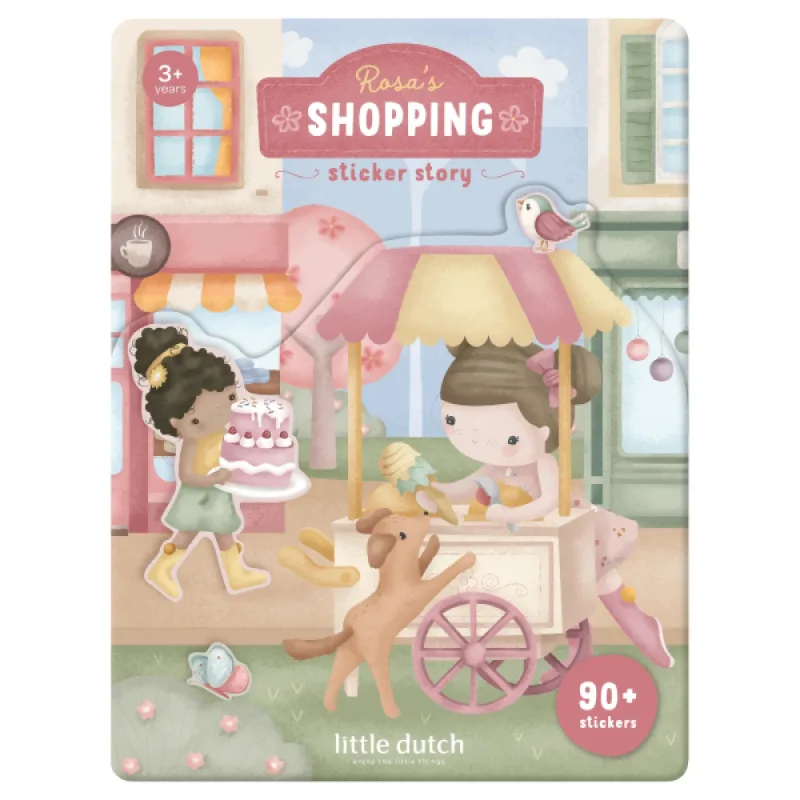Little Dutch Knižka so samolepkami Nakupovanie Rosa