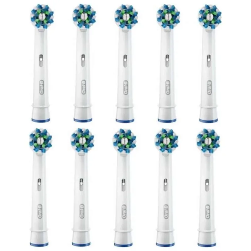 Oral-B Cross Action, náhradní hlavice 10 ks, bílé, oscilačně-rotační technologie, efektivní odstranění plaku (EB50RB-10)
