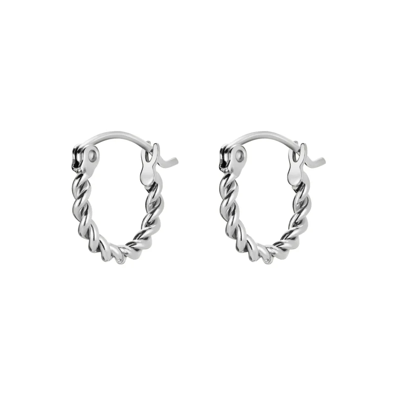 Náušnice Rosefield striebornej farby Twisted Hoops JETHS-J578