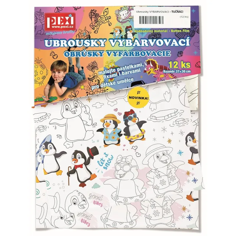 Pexi Pexi Vyfarbovacie obrúsky - Tučniaky