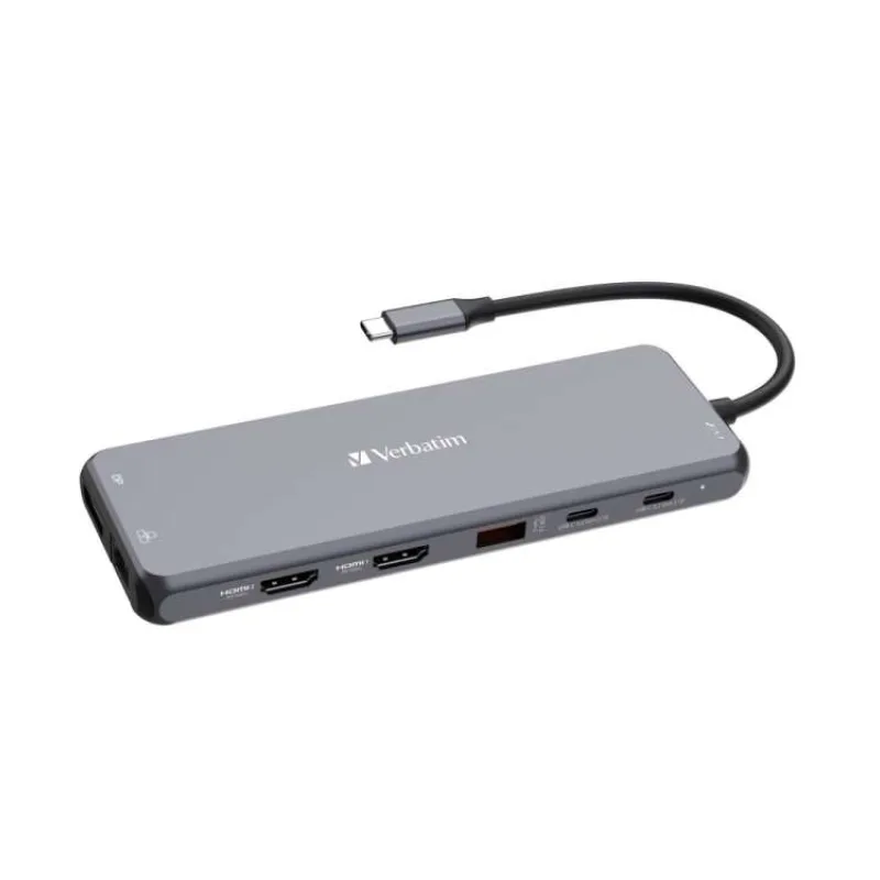 VERBATIM Hub USB-C Pro Multiport 13 Port, 6x USB-A, 2x USB-C, 2x HDMI, DP, RJ45, 3.5mm Jack audio, šedá (32153)