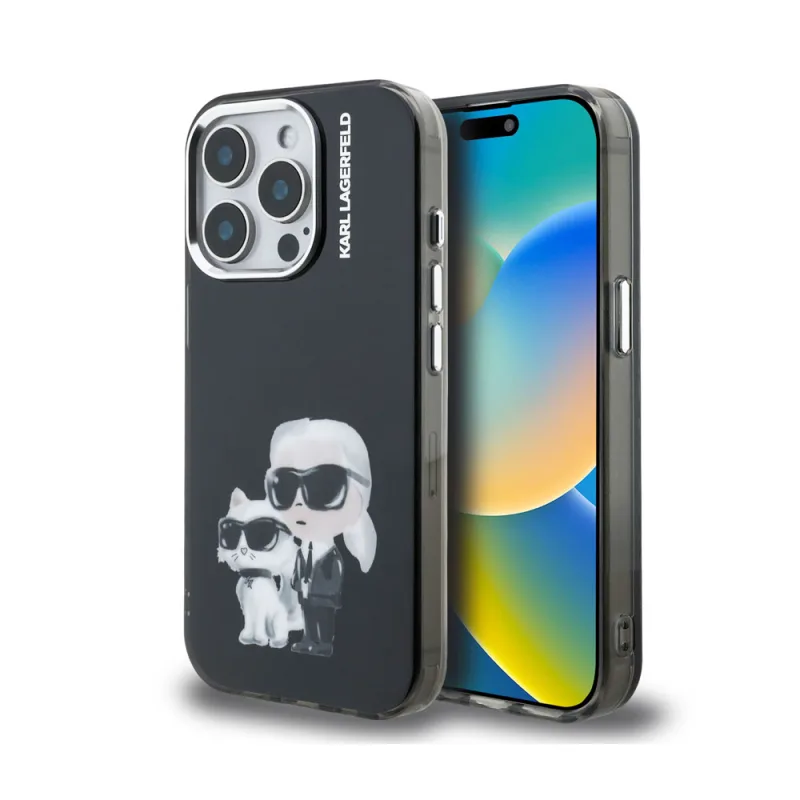 Karl Lagerfeld IML Aquarelle Karl and Choupette kryt iPhone 15 Pro čierny…