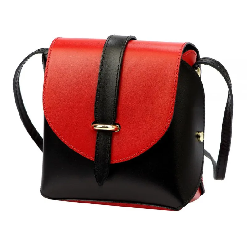 Gregorio Kožená moderná malá dámska crossbody kabelka čierna / červená