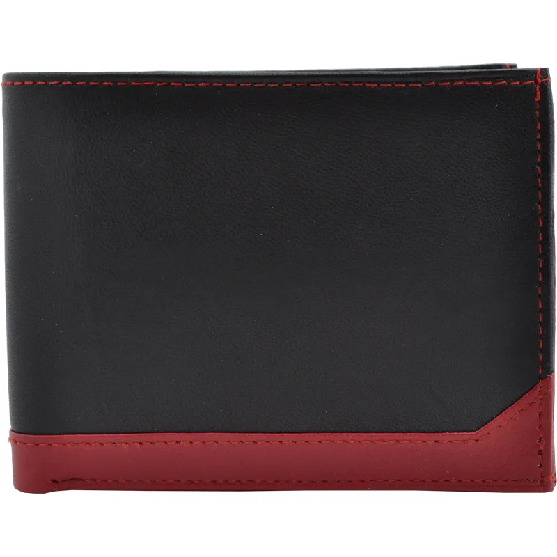 Pánska Kožená Peňaženka IMPEX - čierno červená koža nappa, 12x9 cm Veľkosť: UNI