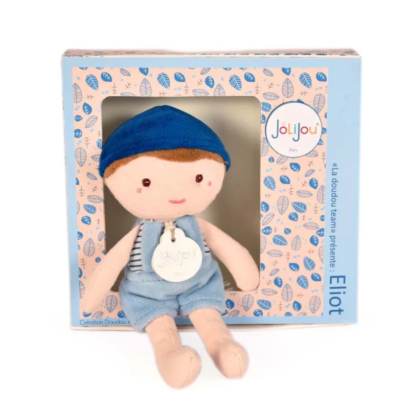 Doudou et Compagnie Paris Doudou Jolijou Bábika Eliot 16 cm tmavo modrá