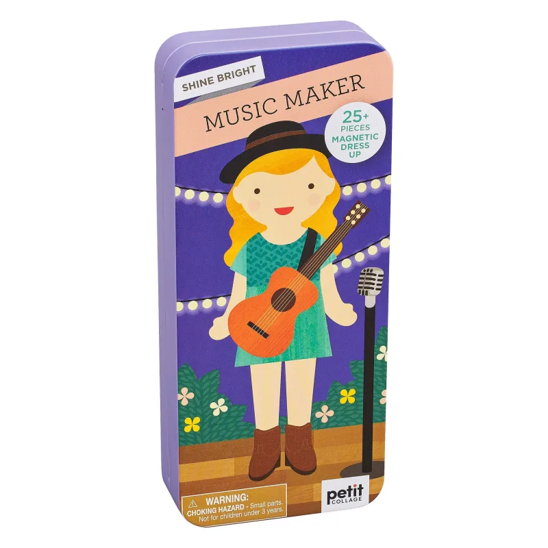 Petit Collage Magnetické puzzle Muzikantka - poškodená kovová krabička