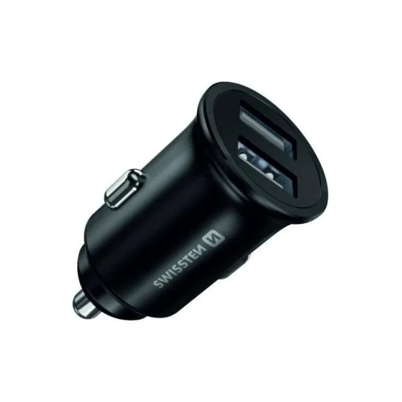 Swissten cl adaptér 2x usb 4,8a metal černý (20115000BOX)