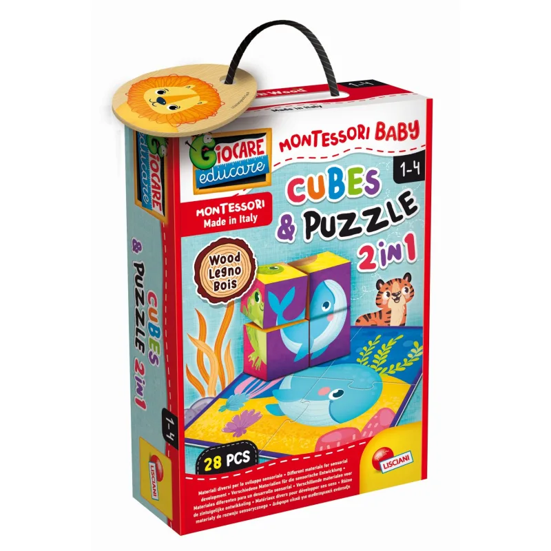 Liscianigioch MONTESSORI DREVENÉ KOCKY A PUZZLE