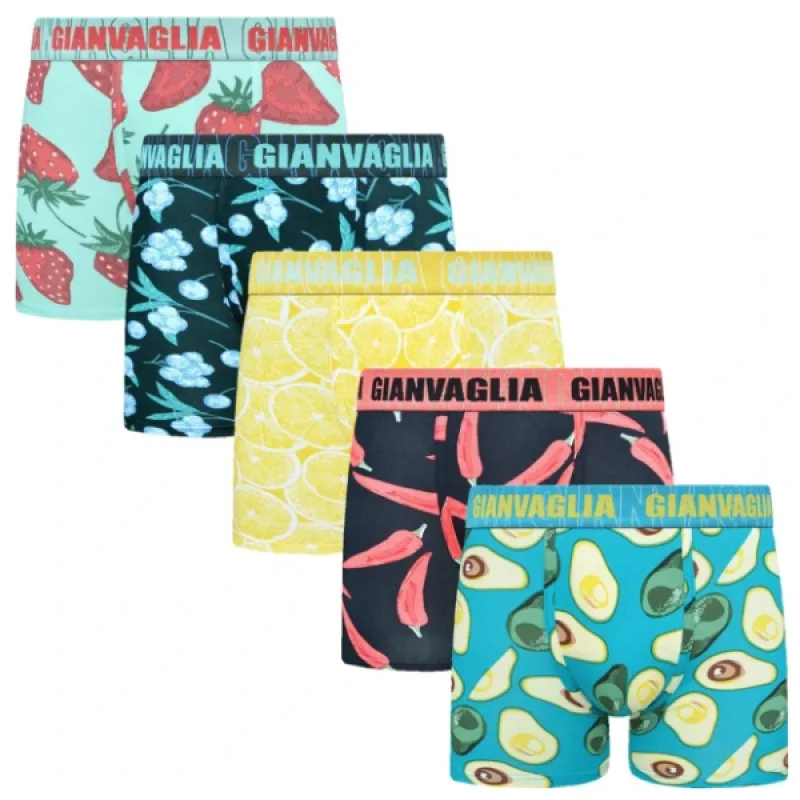 Pánske Bavlnené Boxerky GIANVAGLIA GVG-5078 5-balenie 78% bavlna - darčekové balenie mix farieb Farba: podľa obrázka, Veľkosť: XXL