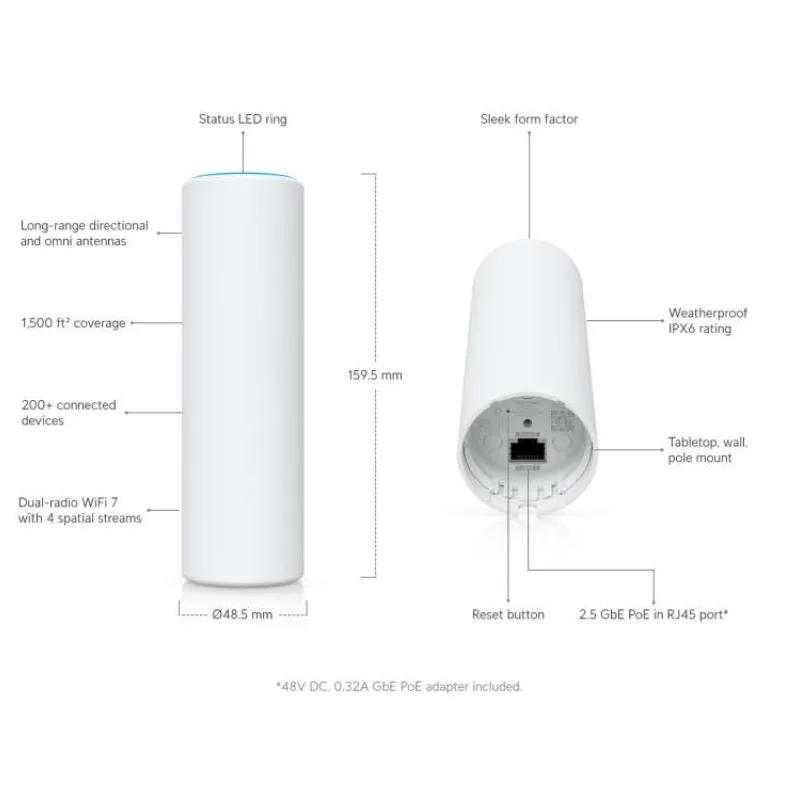 Ubiquiti UniFi AP 7 MESH WiFi7 (688/4300/---Mbps) (U7-MESH)