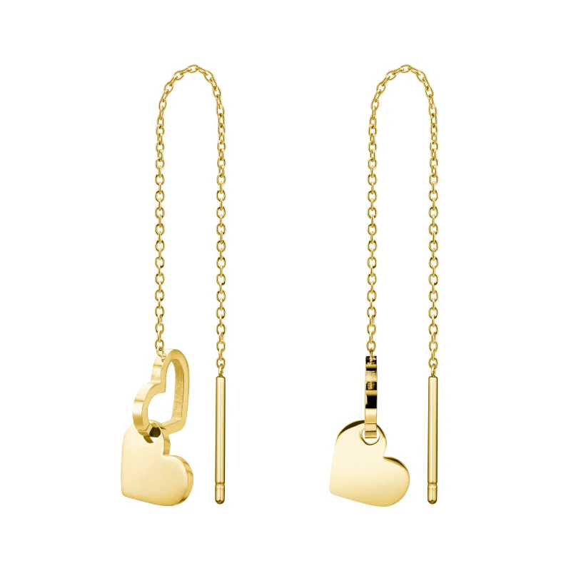 Zlaté náušnice Rosefield Double Heart JEDHG-J686